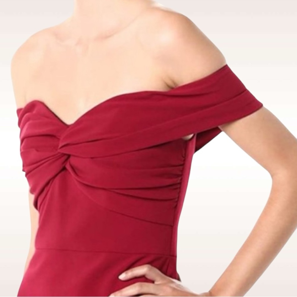 Shoshanna Midnight Solid Redd Wells Off the Shoulder Ruffle Cocktail Gown Size 6 - Picture 7 of 14